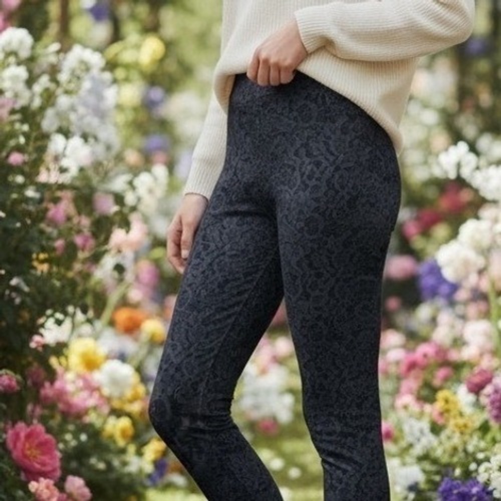 ✨NWT Simply Vera Wang Women Black/Gray High‎ Rise Skinny Slim Leggings #144146 M